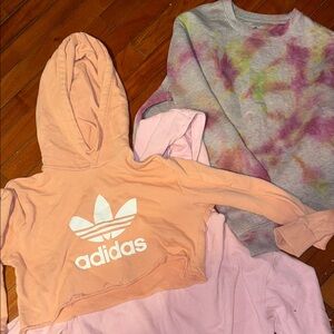 Adidas Peach Hoodie and Tie-Dye Sweatshirt Set